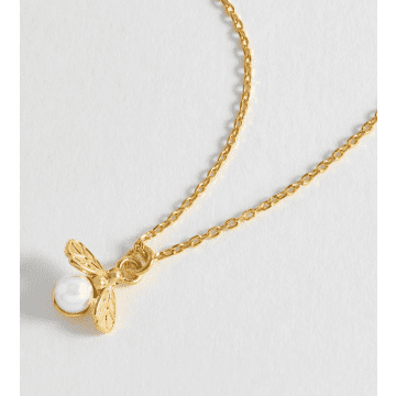 Shop Estella Bartlett Pearl Bee Pendant Necklace In Gold