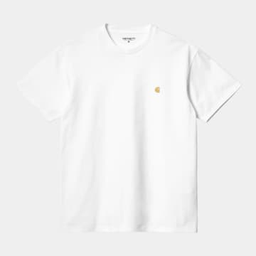 Shop Carhartt T-shirt Chase White / Gold