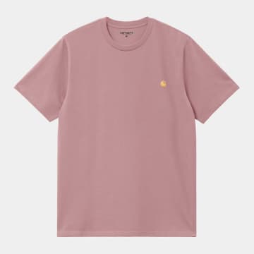 Shop Carhartt T-shirt Chase Glassy Pink / Gold