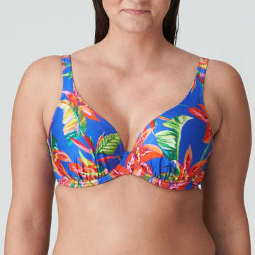 Shop Prima Donna Latakia Padded Plunge Bikini Top In Tropical Rainforest