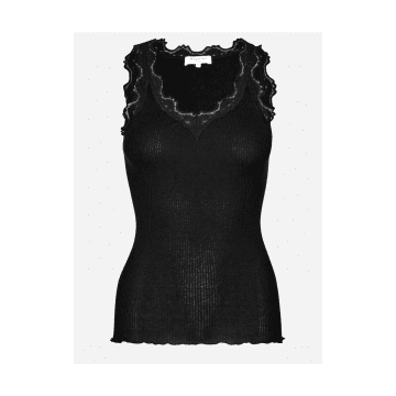 Shop Rosemunde Babette V Neck Lace Vest Top Col: 010 Black, Size: Xs