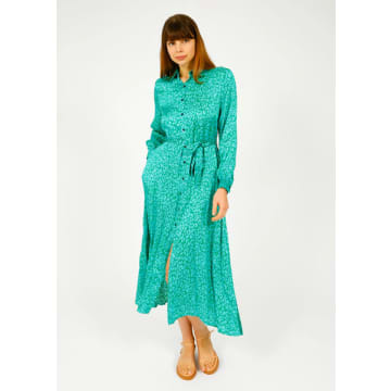 Shop Primrose Park London Josie Dress Blue/green Leopard