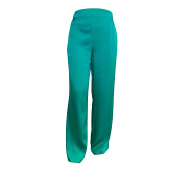 Shop Silk95five Amalfi Silk Trousers In Holiday Green