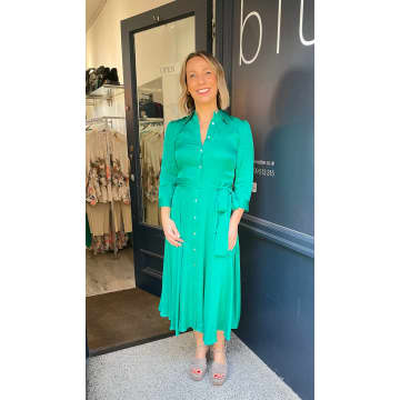 Shop Silk95five Lille Silk Dress In Holiday Green