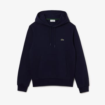 Shop Lacoste Navy Organic Cotton Hoody In Blue