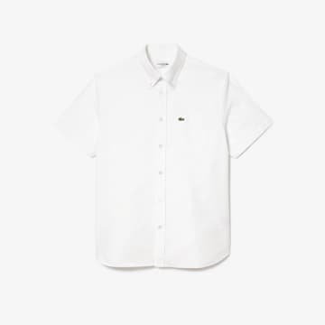 Shop Lacoste White Regular Fit Short Sleeve Oxford Shirt
