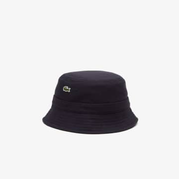Shop Lacoste Navy Organic Cotton Bucket Hat In Blue
