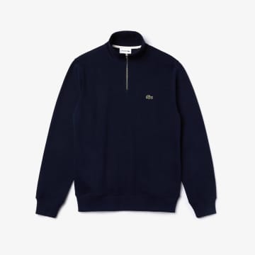 Shop Lacoste Navy Blue Organic Brushed Cotton Half Zip Mens Sweatshirt