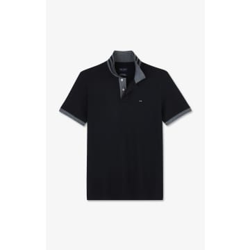 Shop Eden Park Black And Grey Cotton Pima Polo Shirt