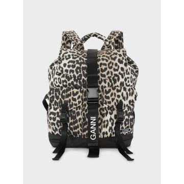 Shop Ganni Leopard Tech Backpack In Animal Print