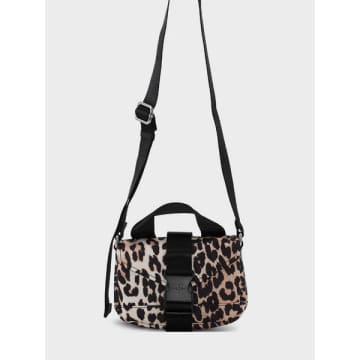 Shop Ganni Leopard Tech Mini Satchel Bag In Animal Print
