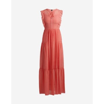 Shop Hugo Boss Boss Dacrina Textured Frill Detail Maxi Dress Col: Coral Pink, Size: 1