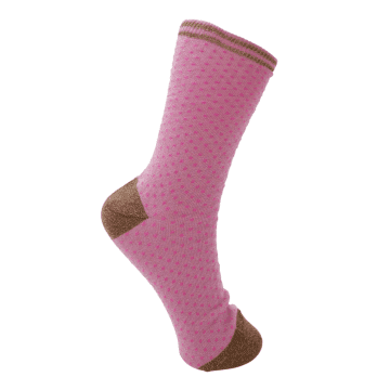 Black Colour Lolly Dot Sock In Pink
