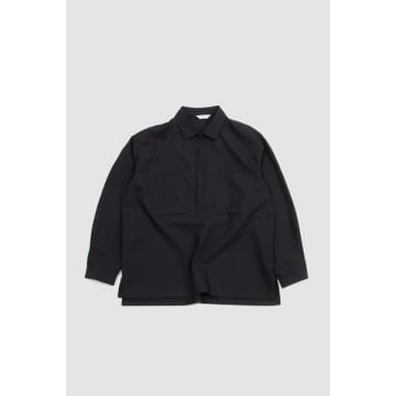 Still By Hand Buttonless Overshirt Charcoal In Black