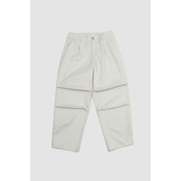 Still By Hand Selvedge Knee Tuck Trousers Ecru In White