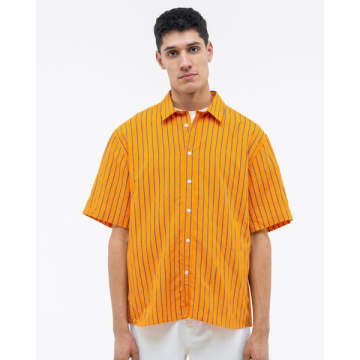 Shop Castart Malibu Striped Orange Shirt