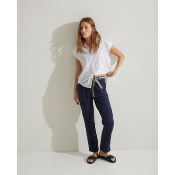 Yerse Cotton Jersey Trousers- Navy In Blue