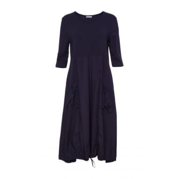 Naya Cotton Dress With Contrast Top Panel/pockets In Navy In Blue