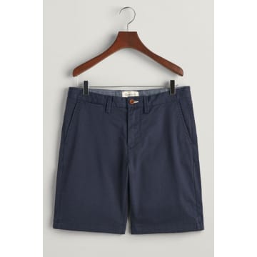 Shop Gant Marine Blue Slim Fit Twill Shorts 205068 410
