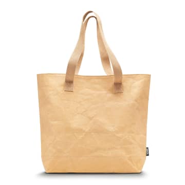 Hayashi Vegan Paper Leather Large Tote Bag In Dust Colour In Brown