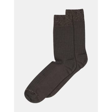 Mp Denmark Erina Wool Rib Socks In Brown