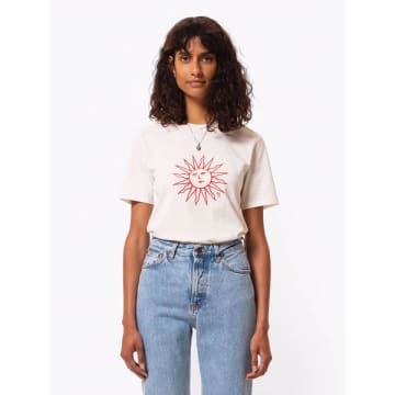 Nudie Jeans Joni Embroidered Sun T-shirt In White