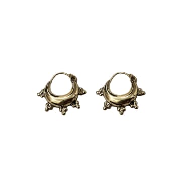 Urbiana Mini Gold Bali Hoop Earrings In Burgundy