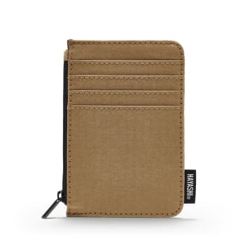 Hayashi Vegan Paper Leather Zipped Card Case In Tan Colour In Neutrals