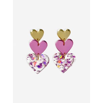 By Fossdal All 4 Love Earrings In Pink