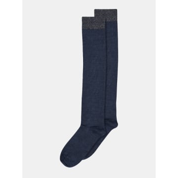 Mp Denmark Wool/silk Knee Socks In Blue