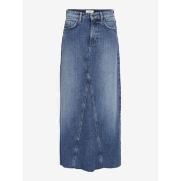 Object Harlow Long Denim Skirt In Blue
