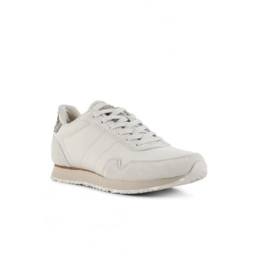 Woden Nora 111 Leather Trainer In Oat Meal In White