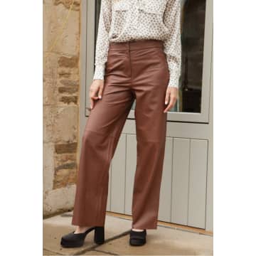 Riani Leather Pant In Toffee In Brown