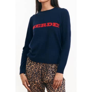 Jumper 1234 Merde Cashmere Crew In Navy And Red In Blue
