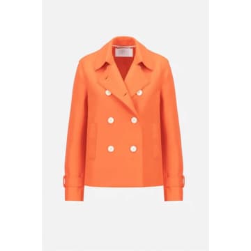 Harris Wharf London Cropped Trench In Bright Coral In Pink