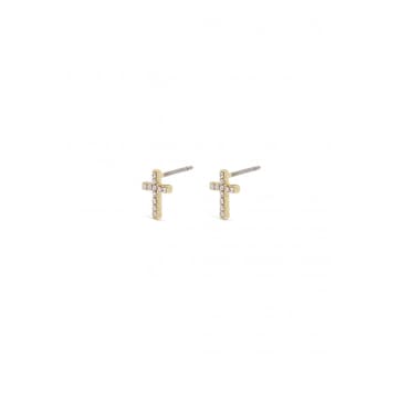 Pilgrim Clara Crystal Cross Earrings In Gold