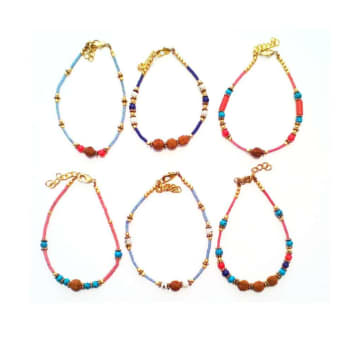 Urbiana Multicolor Anklet With Brown Stone