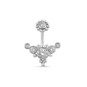 Urbiana Belly Bar With Clear Cubic Zirconia In Metallic