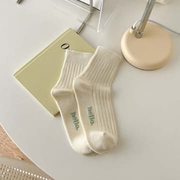 Shop Withgreens Creamy White Ladies Athletic Alphabet Socks