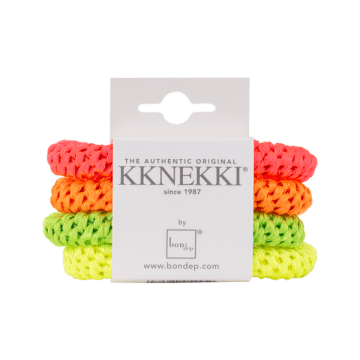 Bon Dep Set Of 4 Neon Kknekki Hair Ties In Multi