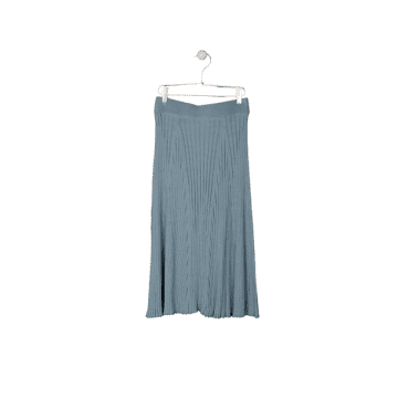 Indi And Cold Ribbed Viscose Midi Skirt In Vintage Blue From