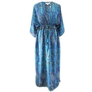 Shop Powell Craft 'alanna' Blue Paisley Batwing Dress