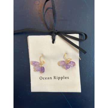 Ocean Ripples Amethyst Cluster Earrings C310 In Pink