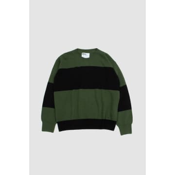 Margaret Howell Block Stripe Jumper Dry Cotton Green/black