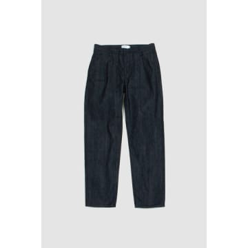 Still By Hand Denim Tapered Pants Navy In Blue