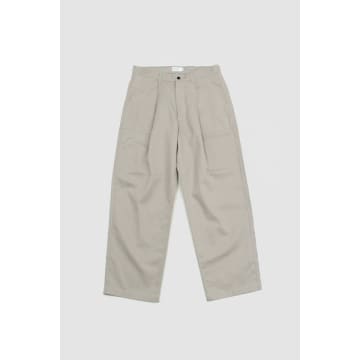Still By Hand Linen Mixed Baker Trousers Taupe In Brown