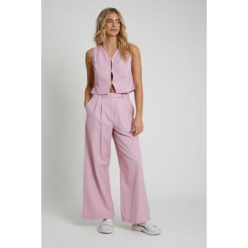 Native Youth Pink Linen Blend Wide Leg Trousers