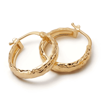 Daisy London Midi Textured Hoop Earrings In Gold