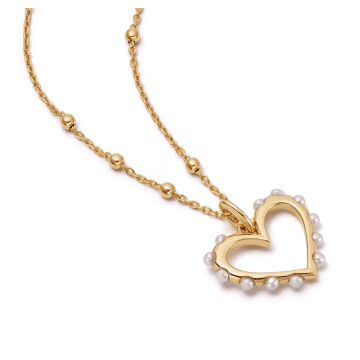 Daisy London Heart Pearl Pendant Necklace In Metallic