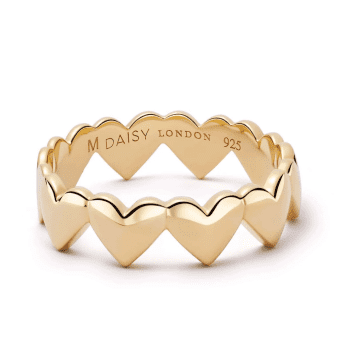 Daisy London Heart Crown Band Ring In Gold